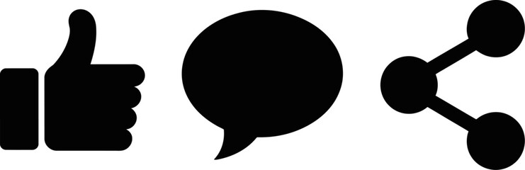 Social media like comment share icons vector illustration for web design and mobile apps ui elements editable