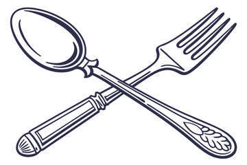 Stylized crossed spoon and fork silhouette for culinary or restaurant themes