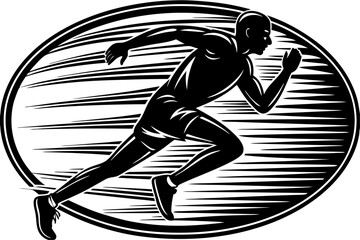 Dynamic running man silhouette in motion athletic figure in action