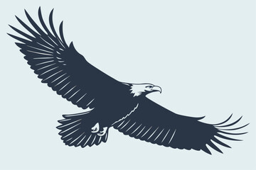 Majestic eagle silhouette in flight with wings extended