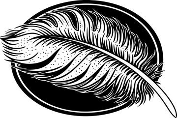 Obraz premium Detailed feather silhouette with intricate line work and natural elements