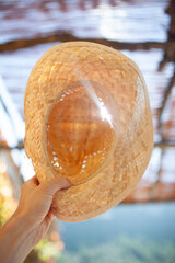 Aerial of hills and forest countryside in the fog