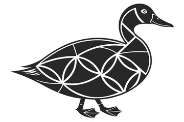 Abstract geometric duck icon in solid black with colorful accents