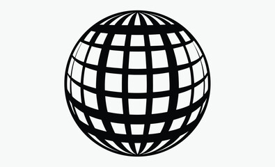 Disco ball silhouette, Disco ball Vector icon  retro celebration symbol, black and white club graphic