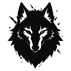Shadow Tribal Wolf Face | Fierce Black Forest Animal Art