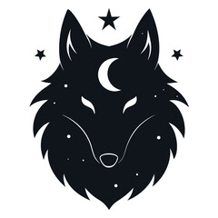 Moonlit Celestial Wolf Logo | Magical Night Forest Beast Icon
