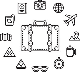 travel icons vector set collection for web design and business illustration