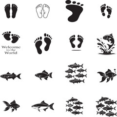 Obraz premium A captivating vector illustration featuring a set of diverse black animal silhouettes, perfect for icons, tattoos, or nature-inspired designs