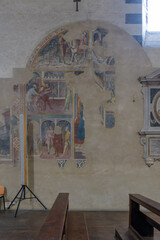 Fragmentary medieval fresco depicting scenes from the life of a saint, Church of San Domenico,...