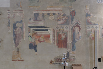 Fragmentary medieval fresco depicting scenes from the life of a saint, Church of San Domenico,...