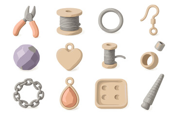 Collection of jewelry making tools and charms for crafting enthusiasts