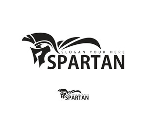 spartan logo creative helmet fighter strong design concept
