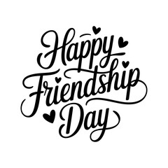 Happy Friendship Day with Hearts Handwritten Design