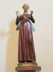 Polychrome wooden statue of the Virgin Mary Annunciate by Matteo Cividali, circa 1475, Basilica of...
