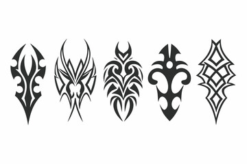 Bold black tribal patterns set for graphic design and textures