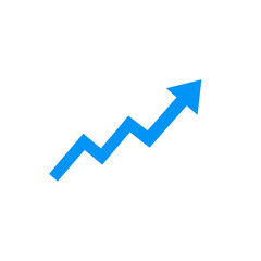 blue arrow up isolated on white background 