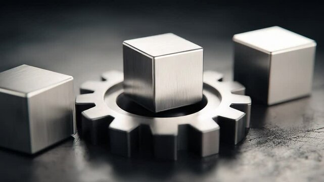 Exploring Conceptual Metallic Design: Geared Machinery and Abstract Geometric Forms in Motion