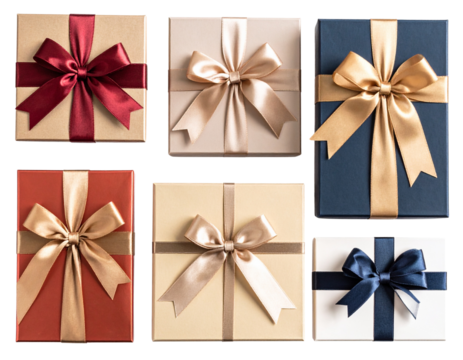 PNG Christmas gift boxes with bows and ribbons transparent   - Powered by Adobe