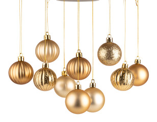 PNG Golden christmas baubles chandelier jewelry hanging.  