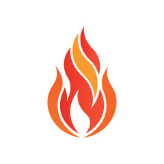 Flat Flame Logo with Red Orange Tones