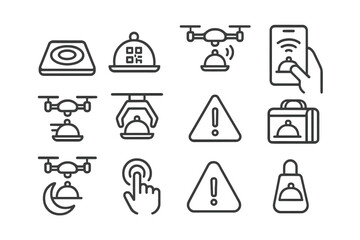 Drone delivery concept icons with alerts and notifications