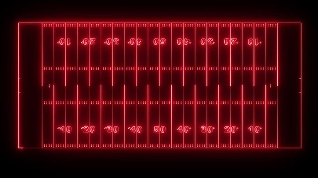 American Football field icon animation on black background. futuristic digital icon video of a high-tech American Football  field .