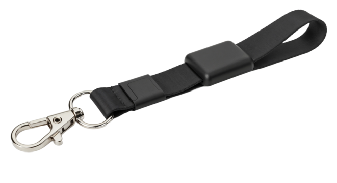 lanyard with lobster claw clasp isolated on white background with copy space