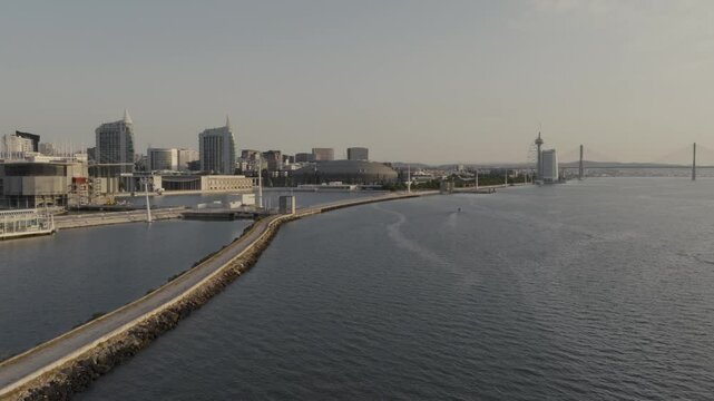 Lisbon&rsquo;s Parque das Na&ccedil;&otilde;es Skyline and Vasco da Gama Bridge, Aerial View