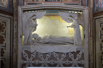 Monument of Giovanni Gaetano Orsini with frescoed triptych and reclining effigy, Chapel of St...
