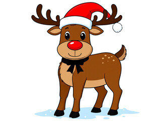 reindeer with santa hat  