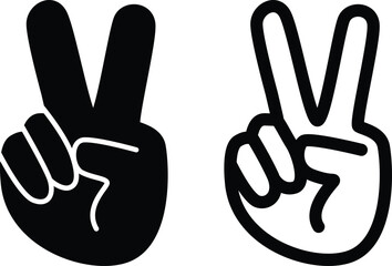 Peace Sign Silhouette Flat and Outline Design