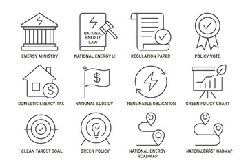 Energy policy icons and national renewable energy initiatives