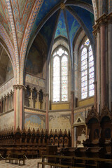 Gothic apse and Renaissance wooden choir by Domenico Indivini (1491-1501) in the Upper Church of...