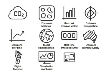 Infographic illustrating various emission data visualization techniques