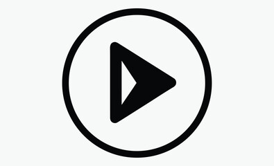 Play button icon, media playback symbol, video control element, Play video or play media flat icon for apps and websites
