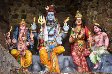 Statue of Lord Shiva, Parvati, Skandha Kumar, and Ganesha at the Koneswaram Temple (Thirukoneswaram...
