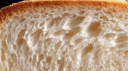 Exquisite Close-Up Image of a Crust-Free White Bread Slice Revealing Its Pillowy Interior and Artisanal Grain Structure with Detailed Lighting and Contrast