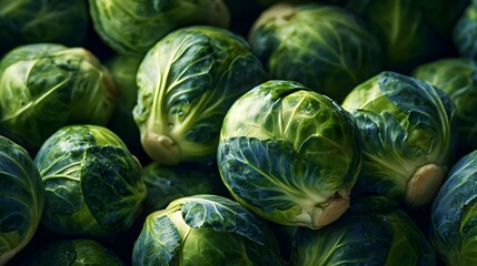 Stunning Close-up of Fresh Brussels Sprouts Emphasizing Culinary Creativity and Nutritional Excellence