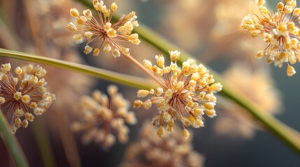Detailed Extreme Close-Up of Cyperus esculentus Highlighting the Unique Needle-Shaped Flower with Vibrant Organic and Botanical Elegance
