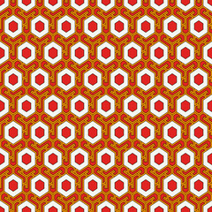 Honeycomb seamless pattern. Hexagon mosaic tiles ornament. Ethnic surface print. Repeated geometric figures background. Ornamental wallpaper. Modern geo design digital paper.