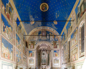 Fresco cycle in the Scrovegni Chapel, Padua, Italy, painted by Giotto, depicting scenes from the...