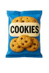 Blue Bag of Chocolate Chip Cookies on Transparent Background