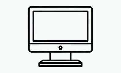 Desktop computer icon, monitor screen symbol, flat tech illustration, Desktop computer icon vector isolated