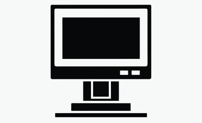 Desktop computer icon, monitor screen symbol, flat tech illustration, Desktop computer icon vector isolated