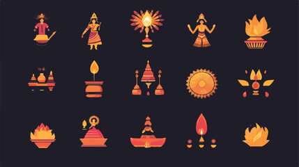 Colorful Navratri Celebration Icons Bundle