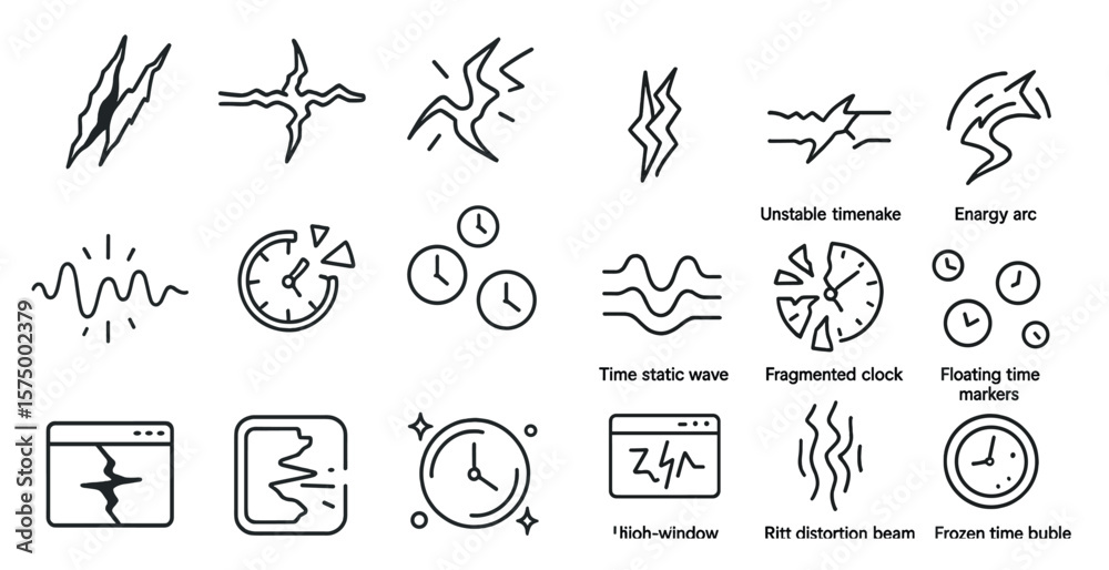Poster Series of clock faces with the word 