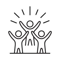 Triumph and Unity A Minimalist Illustration of Teamwork, Success, and Celebration with a Central Figure Radiating Achievement and Support