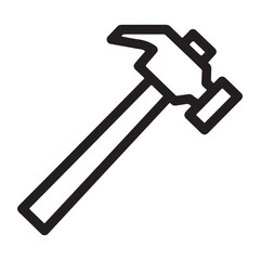 Illustration of a Claw Hammer Tool for Home Improvement Projects and Carpentry, Outline Icon Style, Perfect for DIY Projects