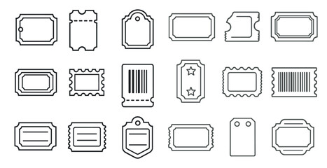 Collection of tickets with a star and a barcode. The tickets are all different shapes and sizes