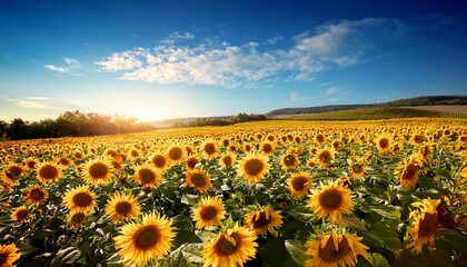 Obraz premium beautiful sunflowers field in a sunny day